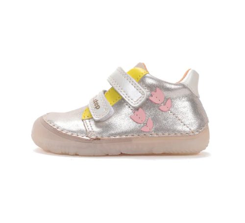 D.D. Step lány átmeneti cipő, csillogó ezüst BAREFOOT cipő, 26-30 (s073-61866am) AKCIÓS!