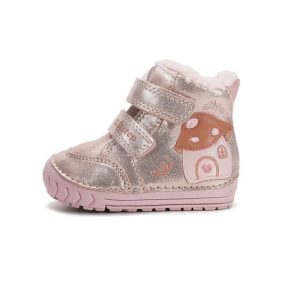   D.D. Step kislány téli TEX-ES bőrbakancs, pezsgő színű, gombaházikós! 19-24 (W029-62116) - ÚJ KOLLEKCIÓ