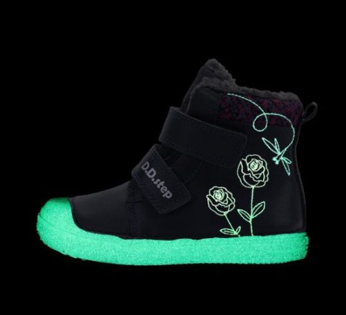 D.D. Step lány téli TEX-es, kék bélelt FLUORESZKÁLÓS bőrbakancs, 26,28 (W049-52654M) - ÚJ KOLLEKCIÓS