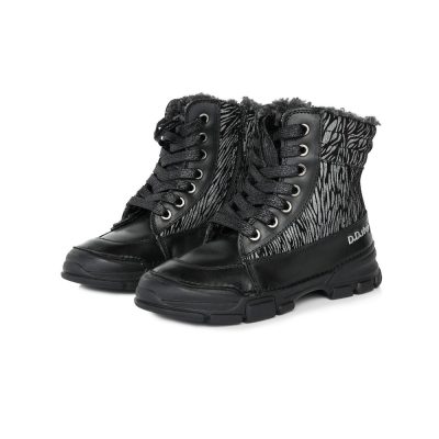   D.D. Step nagylány téli tex-es bélelt bőrbakancs, fűzős-cipzáras, 32,35! (w056-385l) AKCIÓS!