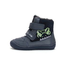   D.D. Step fiú Tex-es téli bundás kék barefoot bőrbakancs, 25-30 (w063-426803AM) ÚJ KOLLEKCIÓ!