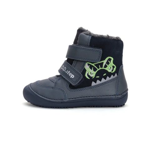 D.D. Step fiú Tex-es téli bundás kék barefoot bőrbakancs, 25-30 (w063-426803AM) ÚJ KOLLEKCIÓ!
