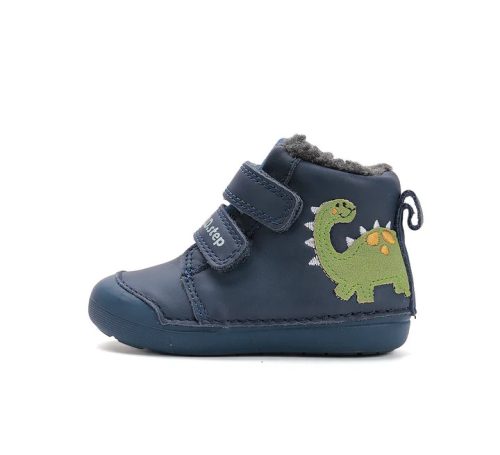 D.D. Step kisfiú téli TEX-es kék, dínós bélelt bőrbakancs, 20,25 (w066-52525A) ÚJ KOLLEKCIÓS!