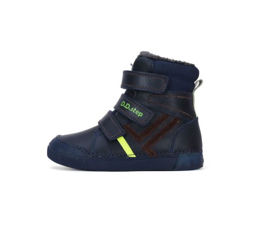 D.D. Step fiú Tex-es téli bundás kék bőrbakancs, 25-30 (W068-359M) ÚJ KOLLEKCIÓ!