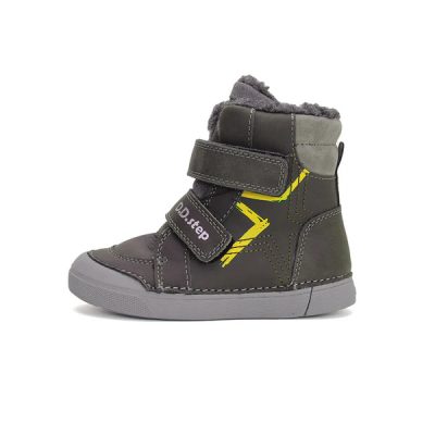   D.D. Step nagyfiú téli TEX-es bélelt szürke bőrbakancs, 31,34,35,36 (w068-42921l) - ÚJ KOLLEKCIÓ!