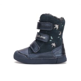   D.D. Step lány téli TEX-es, bélelt kék bőrbakancs, 25,29 (W068-42962BM) - AKCIÓS!