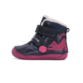   D.D. Step kislány téli TEX-ES barefoot cicás bőrbakancs! 20-25 (W070-42110A) - AKCIÓS 