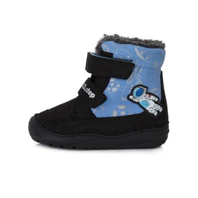   D.D. Step kisfiú téli TEX-es kék, asztronautás bélelt bőrbakancs, 21,22 (w071-346A) AKCIÓS