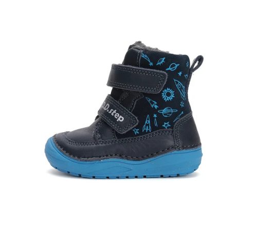 D.D. Step kisfiú téli TEX-es kék rakétás bélelt bőrbakancs, 20-25 (w071-42680B) AKCIÓS!! 
