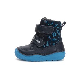   D.D. Step fiú Tex-es téli bundás kék bőrbakancs, 26-31 (w071-42680BM) ÚJ KOLLEKCIÓ!
