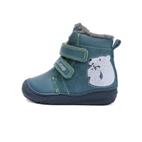   D.D. Step fiú Tex-es téli bundás kék jegesmacis bőrbakancs, 26,29,30,31 (w071-52346bm) ÚJ KOLLEKCIÓ!
