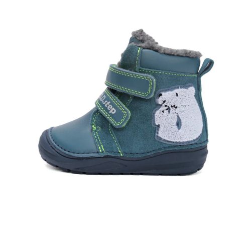 D.D. Step fiú Tex-es téli bundás kék jegesmacis bőrbakancs, 26,29,30,31 (w071-52346bm) ÚJ KOLLEKCIÓ!