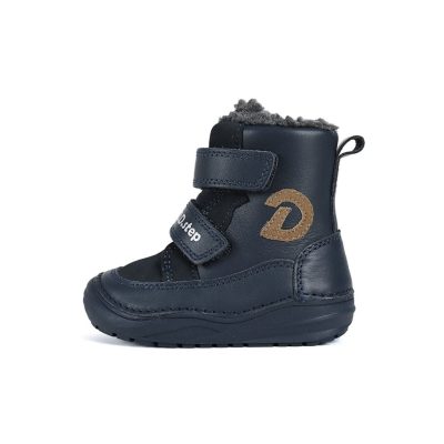  D.D. Step fiú Tex-es téli bundás kék bőrbakancs, 28,29,30,31 (w071-52664m) ÚJ KOLLEKCIÓ!