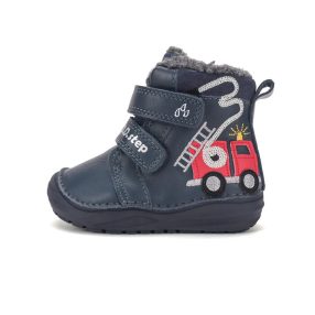   D.D. Step fiú Tex-es téli bundás kék bőrbakancs, 26-31 (w071-62477M) ÚJ KOLLEKCIÓ!