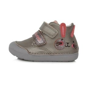   D.D. Step kislány zárt cipő TEX-es, ezüst nyuszis bőrcipő! 20-as! (s066-343a) AKCIÓS!