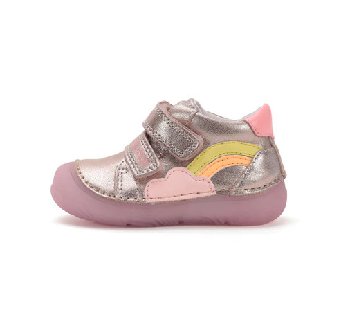 D.D. Step kislány átmeneti tex-es FLUORESZKÁLÓ TALPÚ szivárványos bőrcipő! 20,21,! (S082-52351A) AKCIÓS