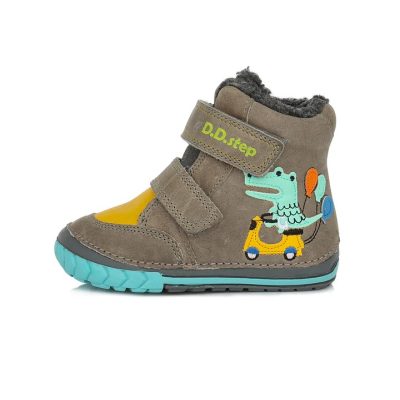   D.D. Step kisfiú téli TEX-es krokodilos bélelt bőrbakancs, 20-as  (w029-443) AKCIÓS