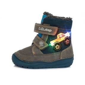   D.D. Step kisfiú téli TEX-es bélelt sötétkék, VILLOGÓS bőrbakancs, 20-as (w071-32b) AKCIÓS